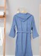 Soft Comfort Hooded Cotton Bathrobe With 2 Pockets, Blue Free Size