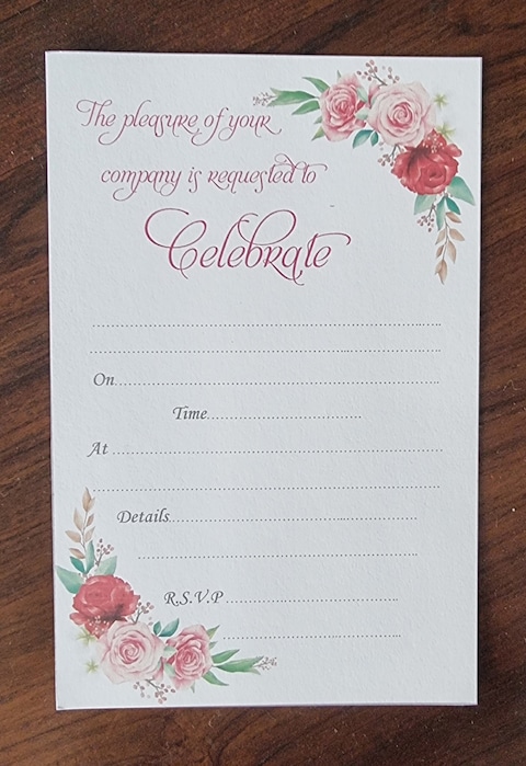 Red and Pink floral Invitation cards