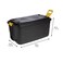 Strata Made in UK Heavy Duty Outdoor Storage Box with Lid, Wheels and Handle, Storage Trunk 145 Litres, 94L x 52W x 45H cm - Black-STR-XW447-BLK/YEL-EX
