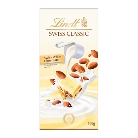 Buy Lindt Swiss White Chocolate with Almond Brittle 100g in Saudi Arabia