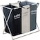 HotsUAE 135L Foldable Laundry Basket Cloth Hamper Sorter Basket 3 Sections With Aluminum Frame 68&times;60&times;38Cm