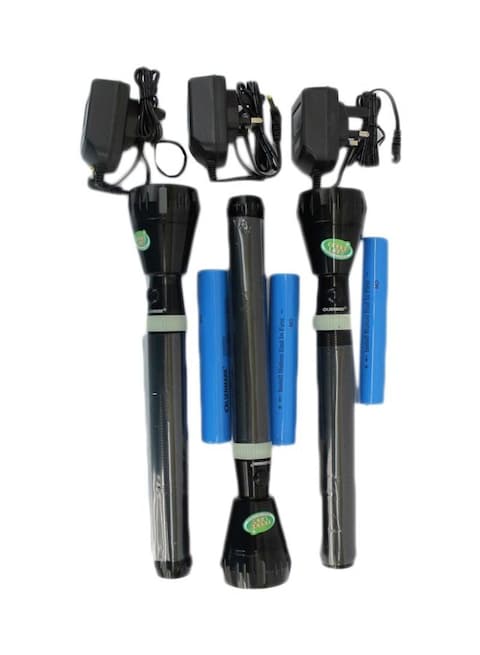 Olsenmark 3-Piece Rechargeable LED Flashlight Set Black 253Milimeter
