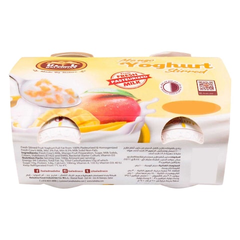 Baladna Yoghurt Stirred Mango 150g x 4 Pieces