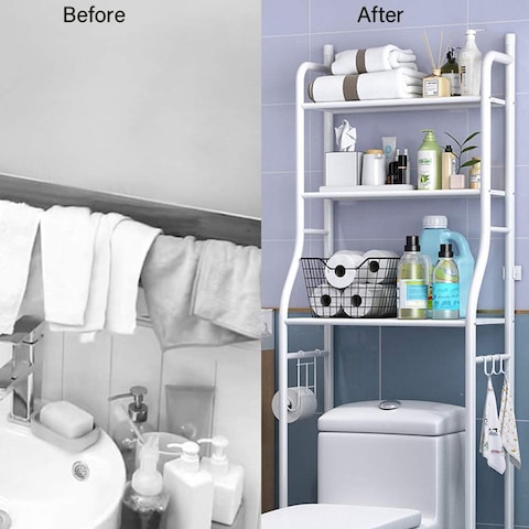 3 Layers Metal Shelf Over Toilet Space Saving Storage Rack For Bathroom