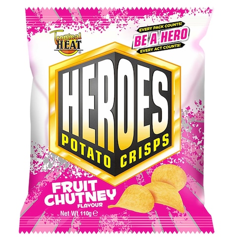 Tropical Heat Snacks Heroes Potato Chips Fruit Chutney 110G