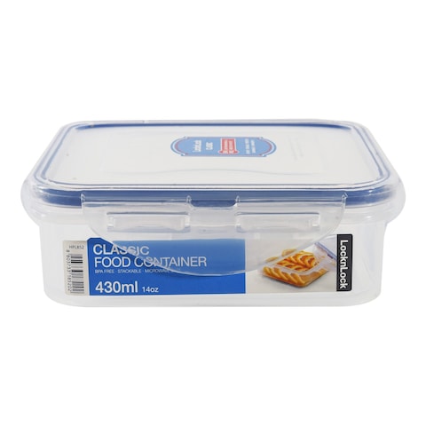 Lock &amp; LockClassic Square Food Container HPL852 Clear/Blue 430ml