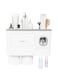 Sky-Touch 2 Cups Wall Mounted Toothbrush Holder, Multipurpose Space-Saving Holder With Drawer For Cosmetics Organizer For Washroom And Bathroom Grey