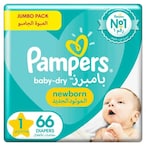 Buy Pampers Baby-Dry Diapers Size 1 Newborn 2-5kg 66 Count in Kuwait