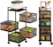 Ibingo 360&deg; Kitchen Rotating Vegetable Rack, Movable Floor-Standing 4 Layers Kitchen Storage Rack Trolleys, Household Storage Shelf With Hollow Mesh Basket
