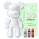 DIY CREATE YOUR OWN UNIQUE ACRYLIC FLUID POURING PAINT BEAR (9 inch - 23 cm) COMPLETE SET, colors: White, Silver, Orange. Arts and Crafts, Customize Handmade Creative Birthday Gift