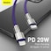 Baseus USB-C to Lightning Fast Charging Data Transfer Cable Type-C PD 20W Cafule Series Fast Power Delivery 1m Purple
