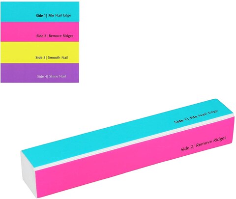 Tools for Beauty Mimo 4-Sided Cosmetic Tool Long Multi-Coloured Nail Buffer Block For Manicure, 4 Ways In One Block