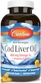 Carlson Cod Liver Oil, Lightly Lemon, 460 mg Omega-3S, Heart &amp; Immune Health, 300 Soft Gels
