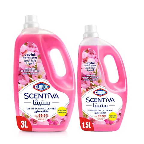 Clorox Scentiva Japanese Spring Blossom Disinfectant Cleaner 3L+1.5L