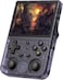 MOUJI RG353V Handheld Game Console 3.5 Inch IPS Screen 640x480 High Resolution CPU RK3566 Quad-Core OS Android 11, Linux 2G/64G+16G 3200mAh Battery - Purple Transparent