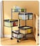 Storage Rack Rotating Trolleys Multi-Layer Storage Rack for Kitchen, Restaurant, Bathroom, 4 Tier Storage Cart Multi-Layer Storage Rack (Black)
