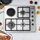 Geepas Stainless Steel Built-In Gas &amp; Electric Hot Plate Hob, GGC31034, 3 Burners &amp; 1 Hot Plate, Automatic Ignition, LPG Gas Type 2800PA, Metal Knob, Cast Iron Pan, One Size