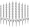 24 Piece Spiral Candles with 12 Piece Holders, Metallic Short Thin Cupcake Cake Candles for Wedding, Anniversary Birthday Party Cake Decorations (Silver)