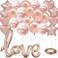 Party Time Rose Gold Party Decorations Supplies 25 Pack Include Rose Gold Confetti Latex Balloons, Foil Star &amp; Heart Balloons, Love Banner Balloon and Ribbons for Valentine&rsquo;s day Engagement Bridal Sho