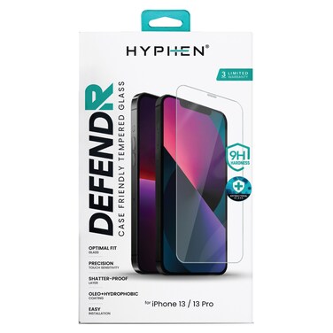 هايفن دفاندر واقي شاشة من الزجاج المقوى صديق للبيئة لهاتف أبل أيفون 13 و13 برو - شفاف