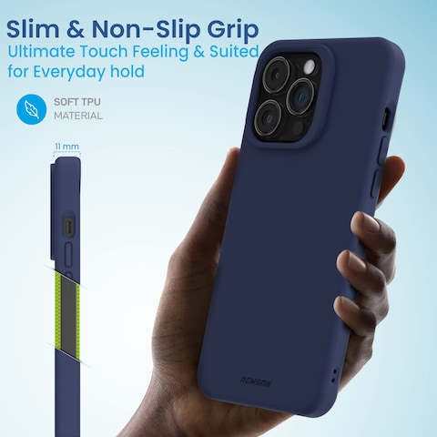Remson Mag-X Magnetic Hybrid Protective Silicone Case Military Grade Protection For iPhone 13 Pro Max (Blue)
