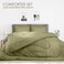 Hotel Linen Klub Down Alternative Comforter Set -Ultra Soft Brushed Stripe Microfiber Fabric, 200GSM Soft Fibersheet Filling, Size: Single 160 x 200cm, Color: Olive