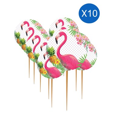 Flamingo Printed Cupcake Picks 10 PCS