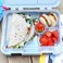 Eazy Kids 4 Compartment Bento Lunch Box w / Lunch Bag and Steel Food Jar Shark - Blue