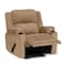 In House Velvet Classic Cinematic Recliner Chair With Cups Holder - Light Brown - Lazy Troy