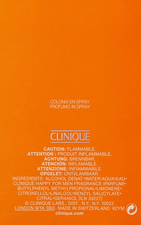 Clinique Happy Cologne Spray For Men - 100ml