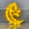 Crescent Moon Star Yellow Glowing LED Light 30x22cm