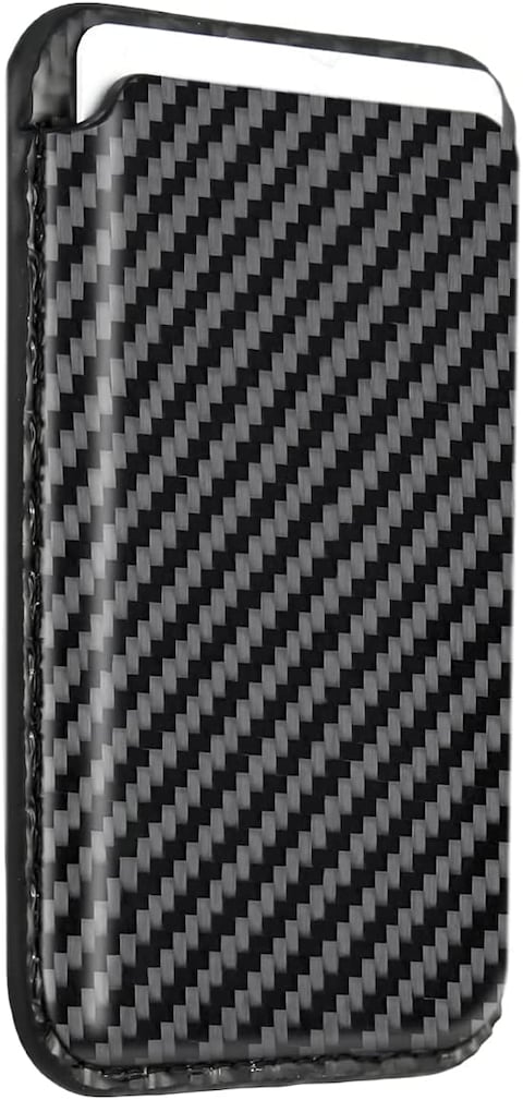 Monocarbon Real Carbon Fiber Magnetic Wallet [Magsafe Compatible] Card Holder For iPhone 14 iPhone 13 And iPhone 12 Series - Black