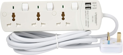 Terminator Extension /3M Tpb 3Au Universal Socket W/Individual Switches &amp; Indicators Terminator, Multicolor, Trz-Tpb 3Au, Extension Socket