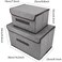 Doreen 2 Pack Storage Box with lid Foldable Linen Fabric Clothing Storage Basket Bins with Lids Gray Clothes Holder (Grey GC2225A)