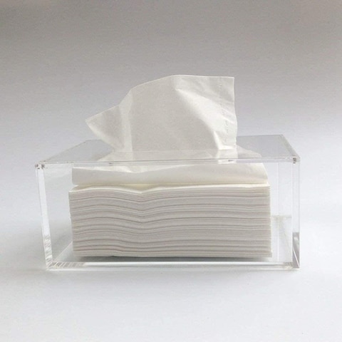 Li Ying Acrylic Clear Tissue Box Cover,Rectangle Napkin Holder for Car Office Kitchen H8xW12xL22cm