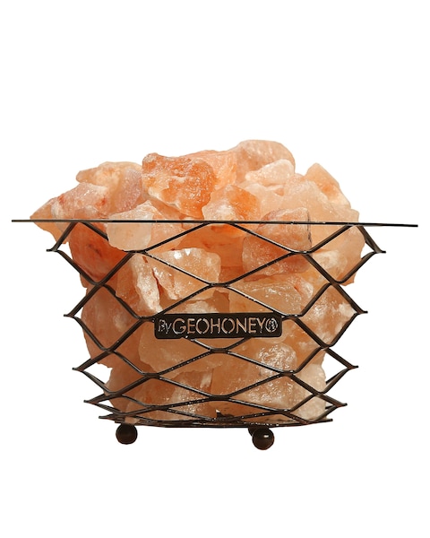 Geohoney Himalayan Salt Lamp With Cross Iron Bars