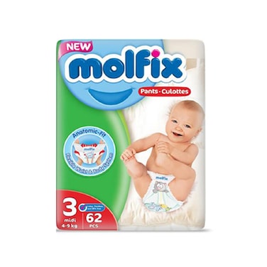 Molfix Baby Diaper Pants Midi Size 3 62pcs (4kg to 9kg)