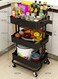 N-B 3-Tier Utility Rolling Cart Multifunction Storage Fruit Vegetable Service Cart With Handle And Lockable Wheels For Bathroom Office Laundry Room