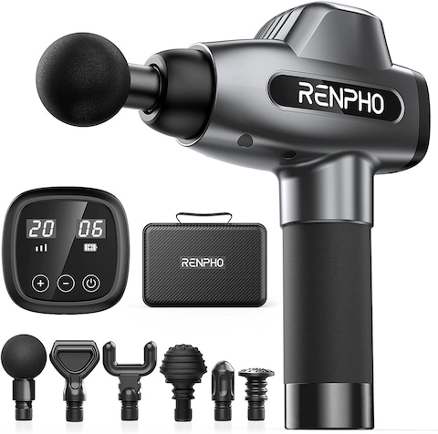 Renpho Percussion Massage Gun, Professional Powerful Quiet Deep Tissue Massager, 20 Speeds, Electric Massage Gun With Case, 6 Massage Heads For Athletes, Back, Neck, Shoulder Relaxation, Home, Gym