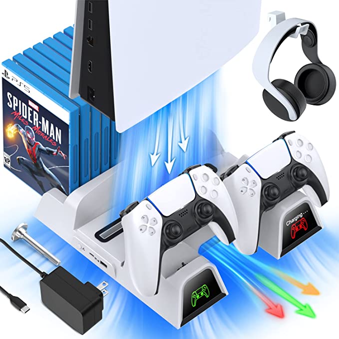 Amj Amj Cooling Stand With Controller Charger For Disc PS5 And PS5 Digital