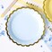 Pastel Blue Party Paper Plates, 7 inches Disposable Plates with Gold Foil Scalloped Edging for Weddings, Picnics, Baby Showers, Anniversary Decorations &amp; Birthday Party Supplies [6 Pack]