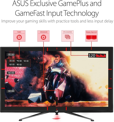 Asus Rog Strix Xg438Q 43&rdquo; Large Gaming Monitor With 4K 120Hz Freesync 2 HDR DisplayHDR 600 90% DCI-P3 Aura Sync 10W Speaker Non-Glare Eye Care With HDMI 2.0 DP 1.4 Remote Control