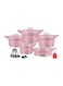 Dessini 17-Piece Granite Cookware Set Pink Casserole 20 Cm, 24 Cm, 28 Cm, 32cm