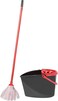 Royalford Xtra Strong 14 L Cleaning Bucket With Mop- Rf10910 Premium-Quality Pp Bucket With Non-Woven Mop No Spill And No Damage To The Floor Black And Red