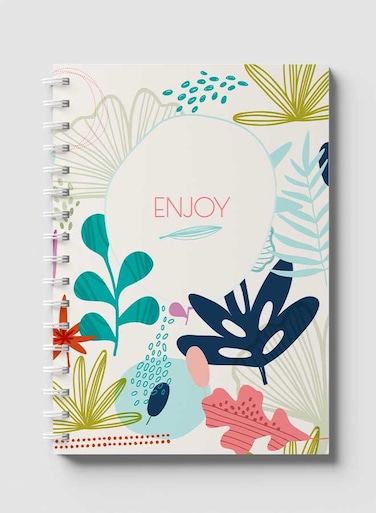 Lowha Spiral Notebook With 60 Sheets And Hard Paper Covers With Enjoy Abstract Floral Design, For Jotting Notes And Reminders, For Work, University, School
