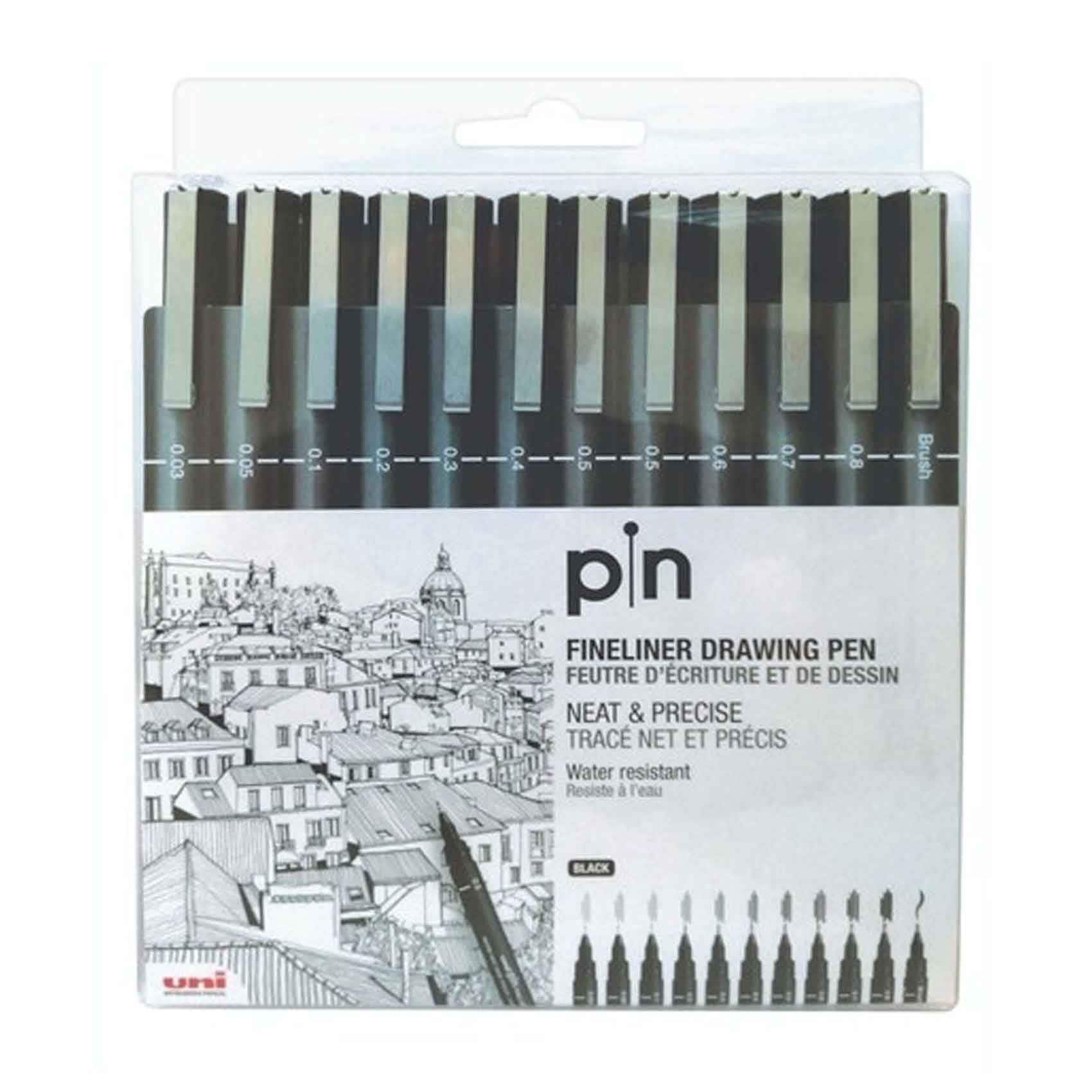 Buy Uni-ball Pin Fine Liner Drawing Pen Black 12 PCS Online | Carrefour UAE