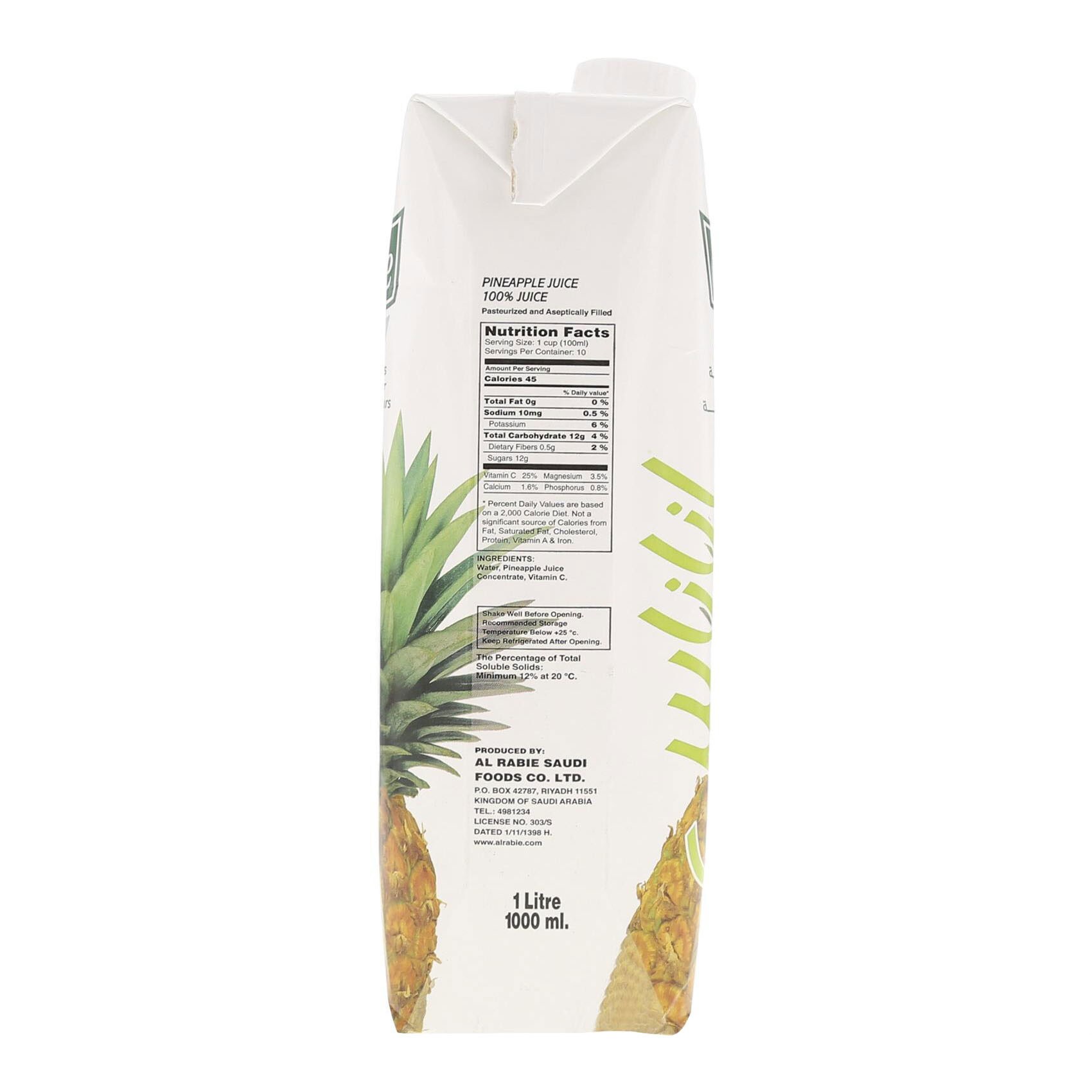 Al Rabie Juice Pineapple Flavor 1 Liter product thumbnail 2