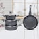 In House 7 Pieces Turkish Granite Cookware Set With Steel Lid - Grey