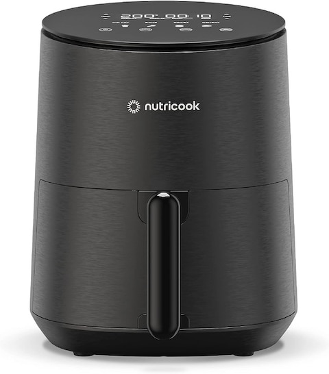 Nutricook Air Fryer Mini, 1500 Watts, Digital Display, Tempered Glass Control Panel, 8 Preset Programs with built-in Preheat function, 3.3 Liters NC-AFM033K, Black