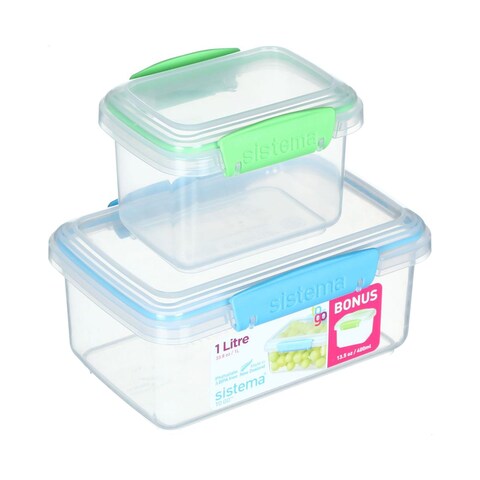 Sistema To Go Food Container - 1 Liter with Container 400ml - Clear